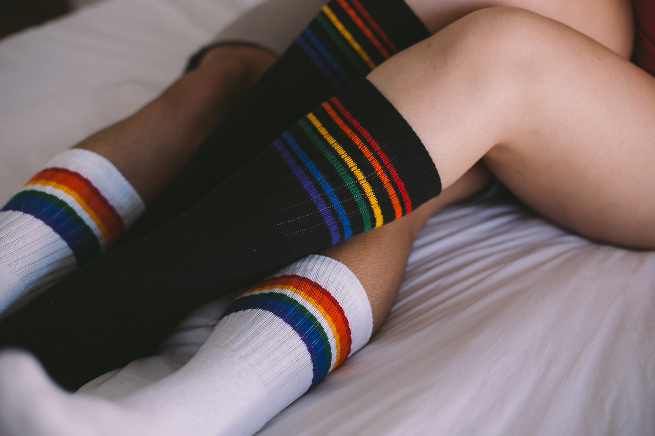 3 Pairs of Any Under the Knee Rainbow Striped Tube Socks