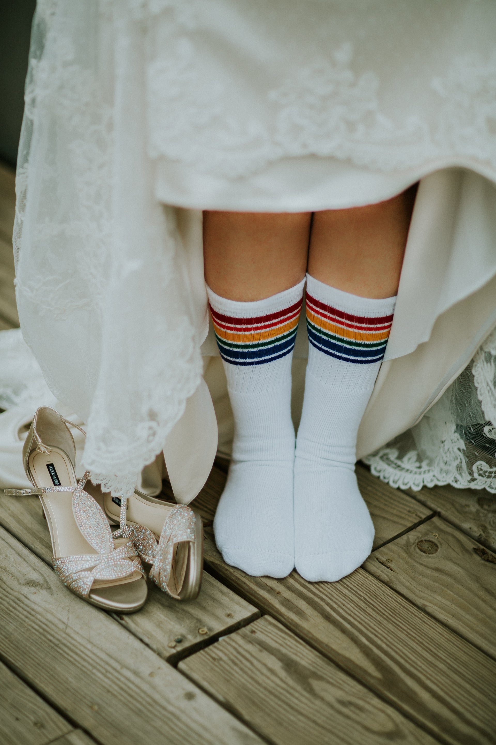 3 Pairs of Any Under the Knee Rainbow Striped Tube Socks