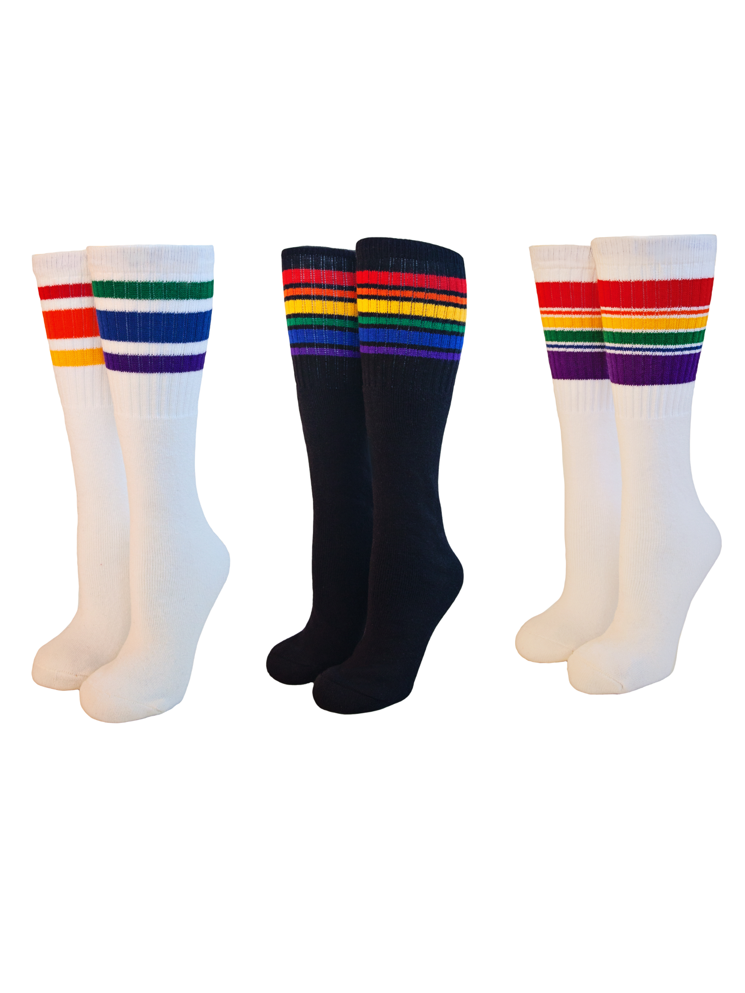 3 Pairs of Any Toddler Rainbow Striped Tube Socks