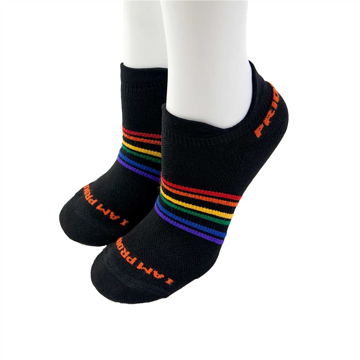 black no show moisture wicking pride socks