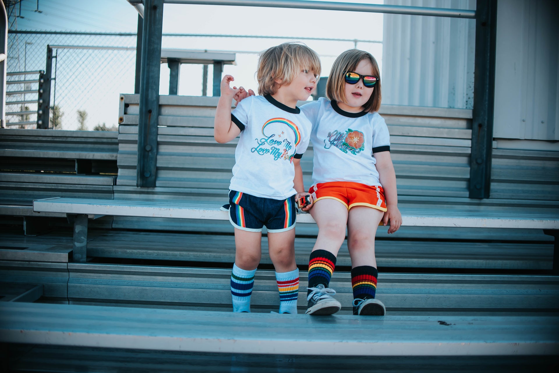 3 Pairs of Any Toddler Rainbow Striped Tube Socks