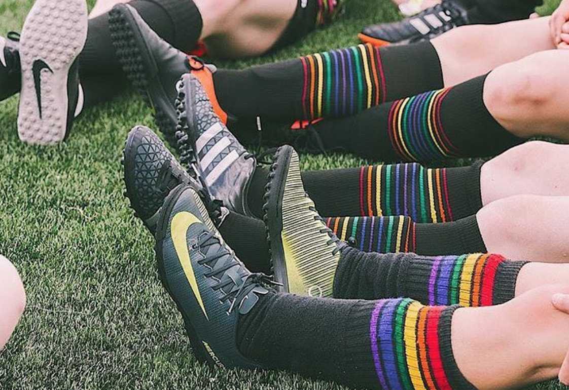 High-performance gay pride compression socks for all-day support
