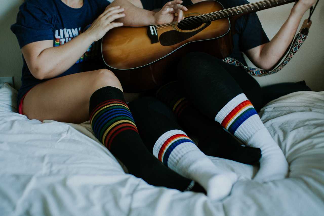 Colorful compression socks for LGBTQ+ fitness and recovery