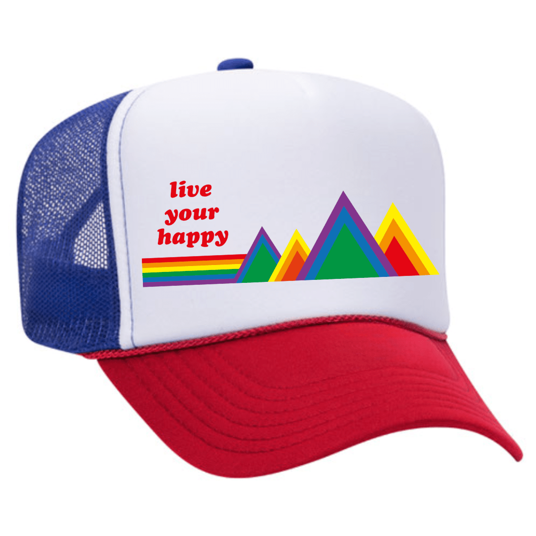 Custom Live Your Happy Trucker Hat by Pride Socks