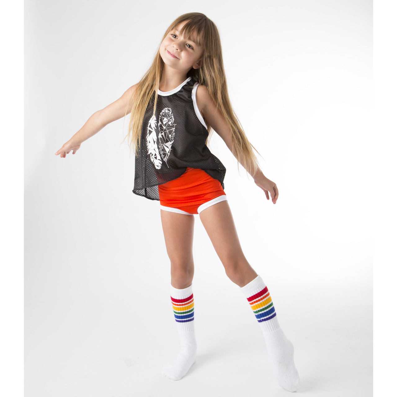 Close-up of Fearless rainbow kids tube socks