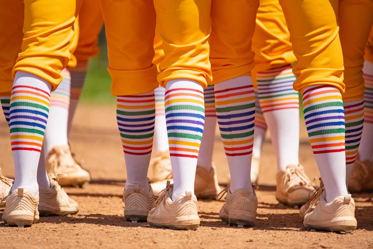 rainbow compression softball socks