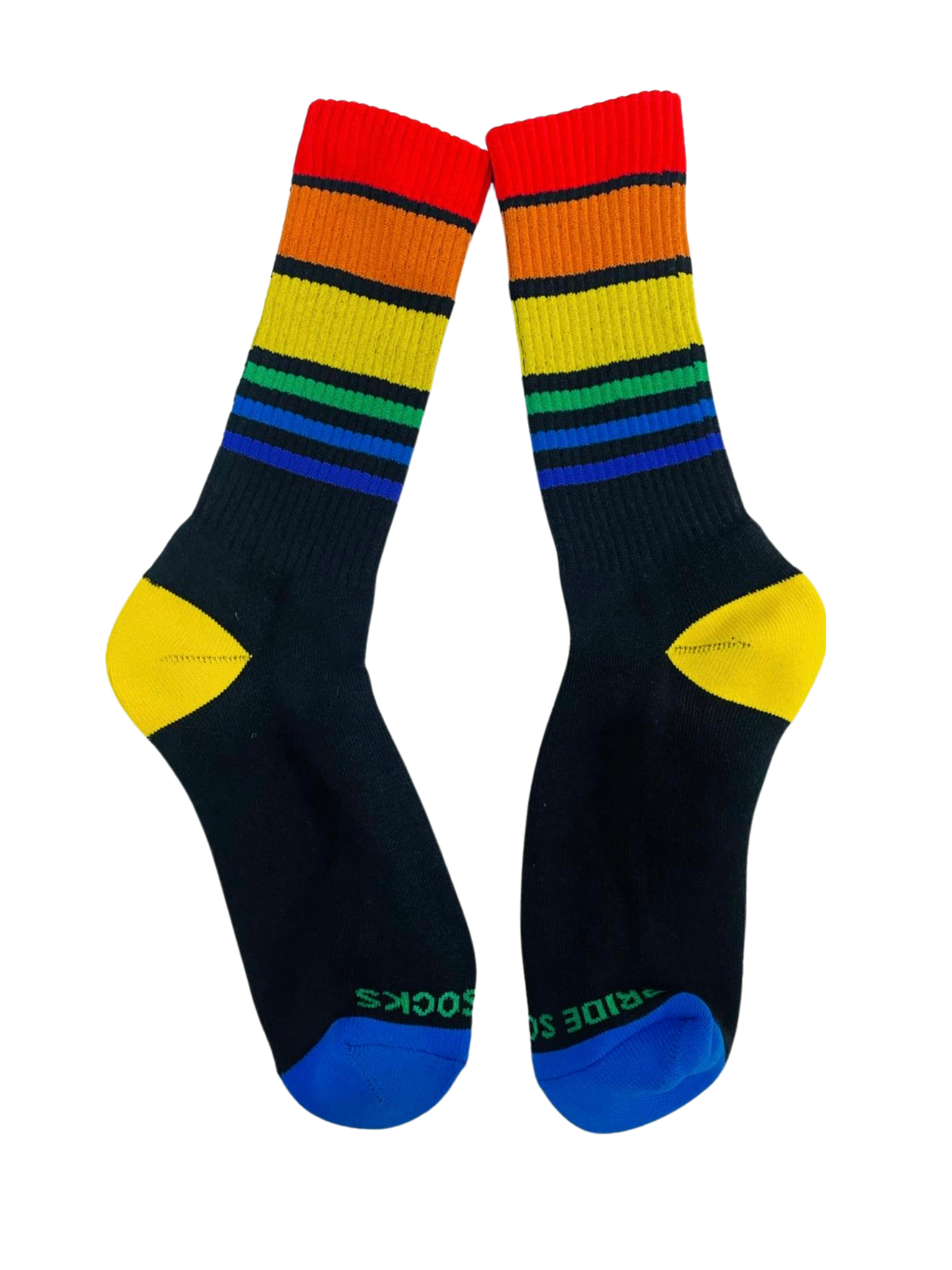 Black rainbow striped tube socks by Pride Socks