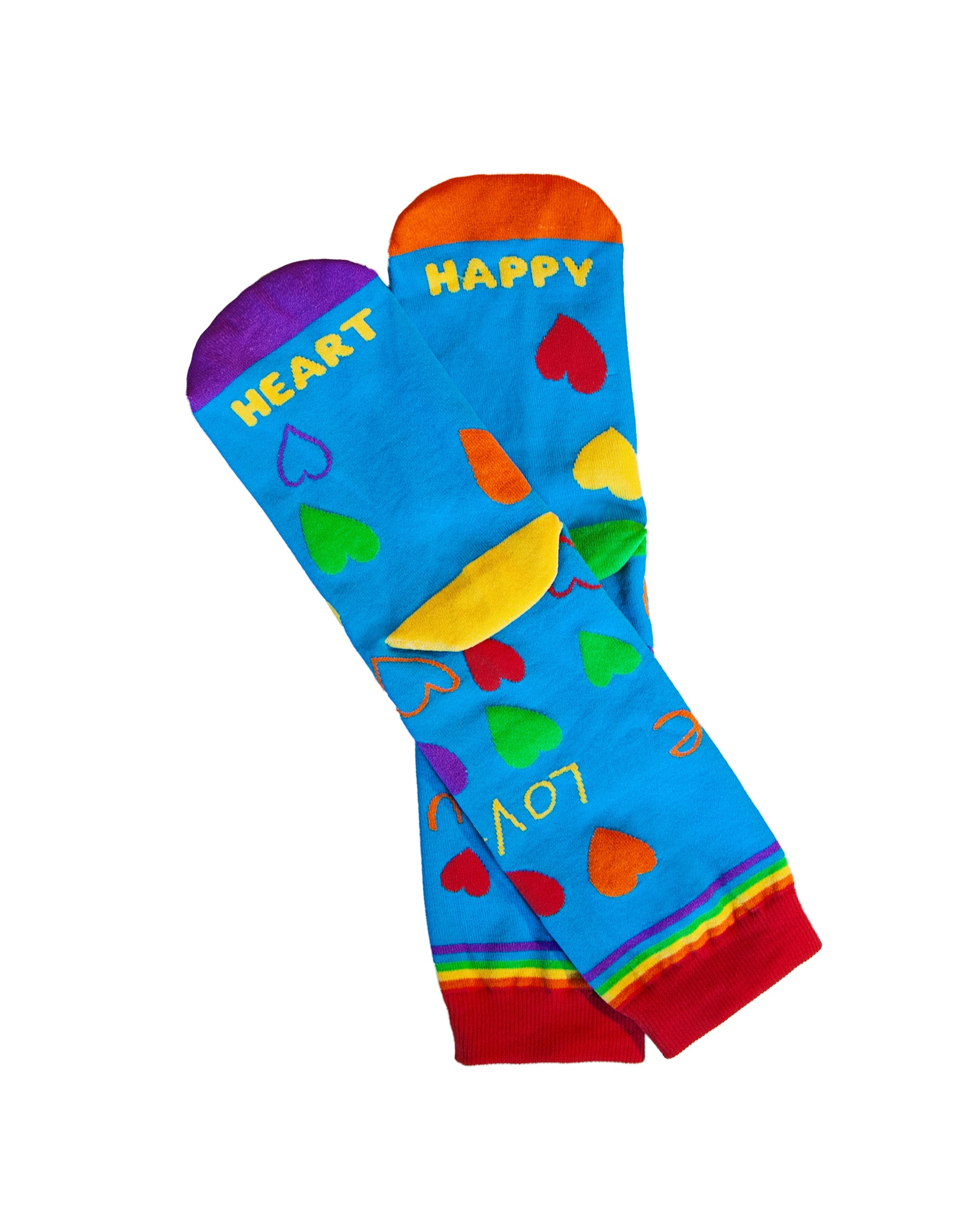 heart happy ruby rainbow and pride socks