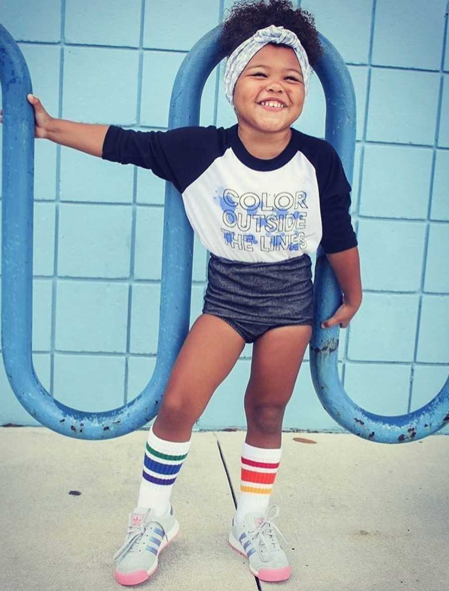 Courage rainbow kids tube socks with retro rainbow stripes