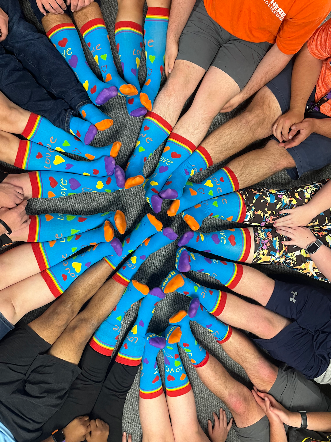 Clemson University students rocking their Heart Happy Pride Socks