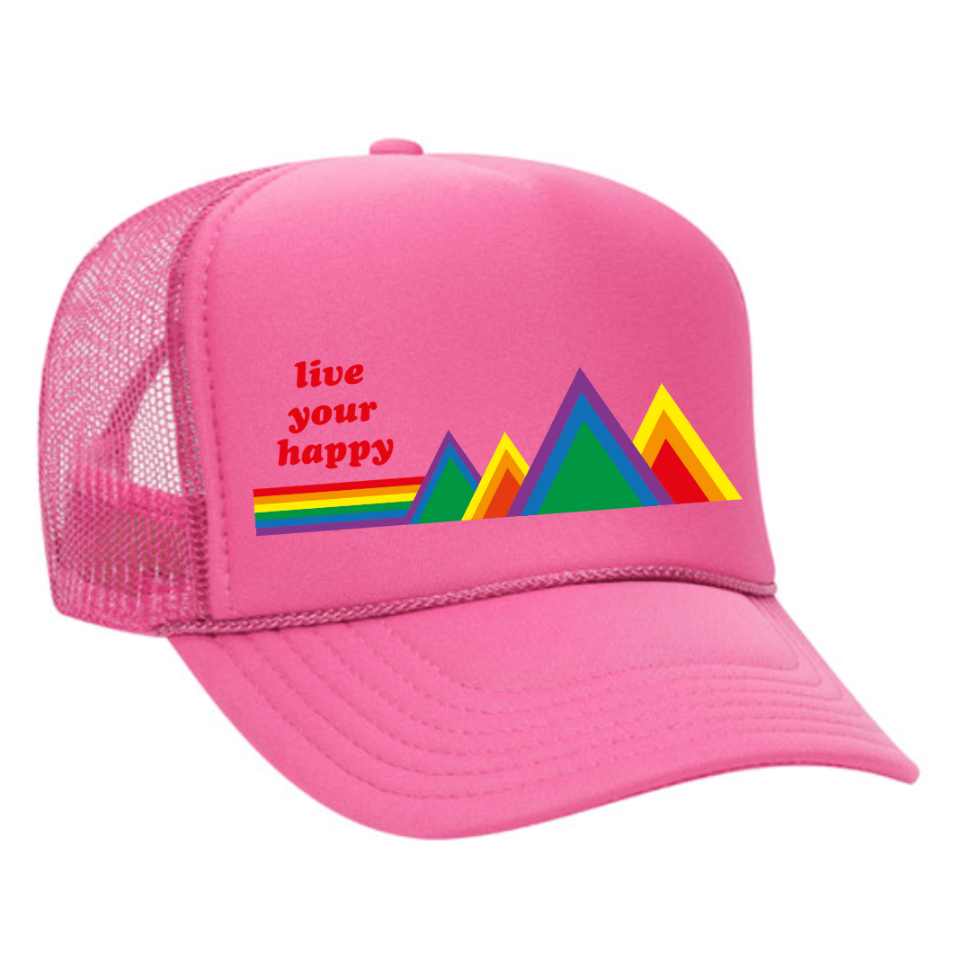 Custom Live Your Happy Trucker Hat by Pride Socks