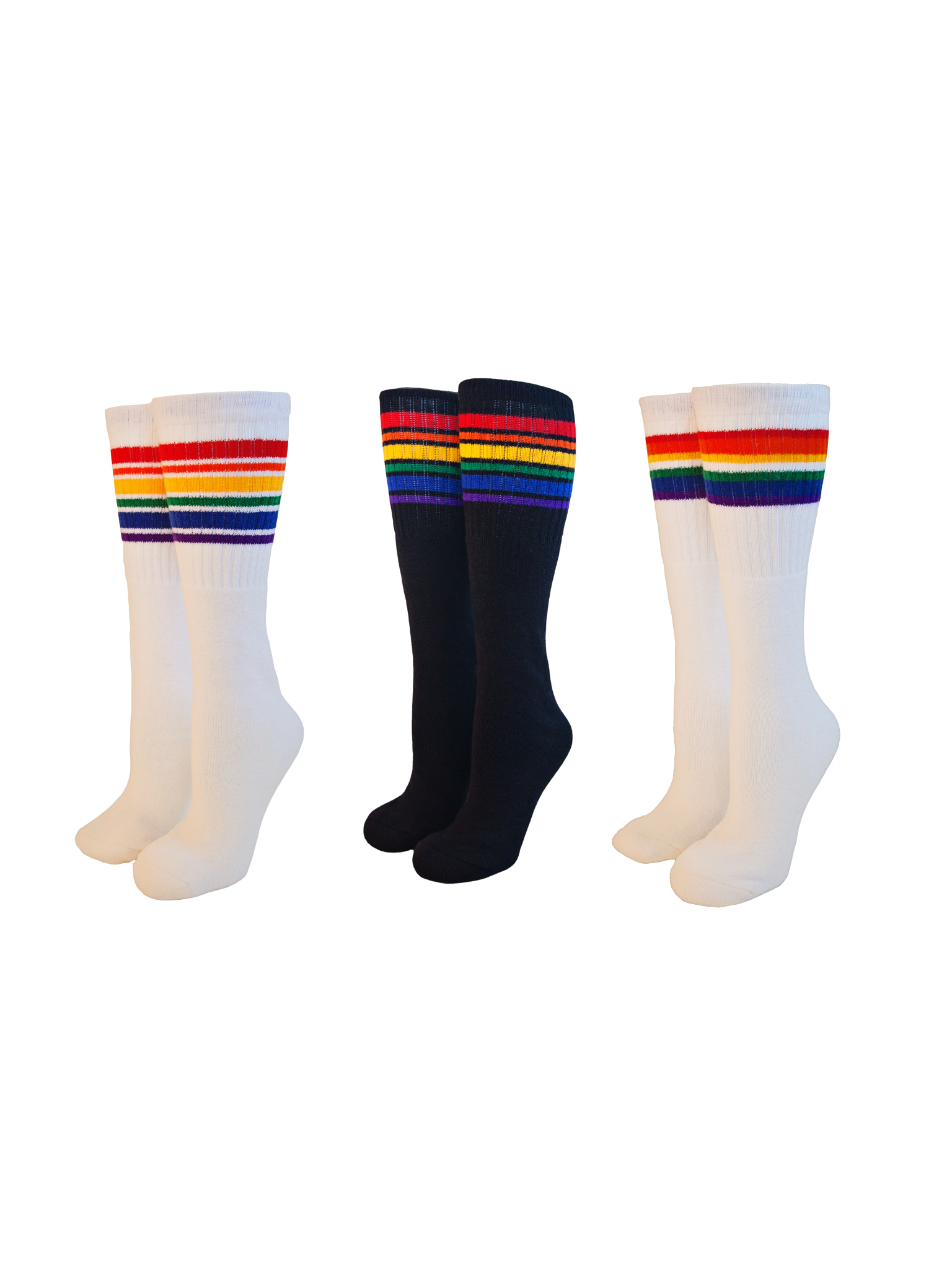 3 Pairs of Any Kids Rainbow Striped Tube Socks