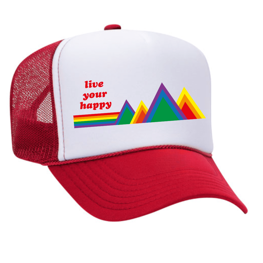 Custom Live Your Happy Trucker Hat by Pride Socks
