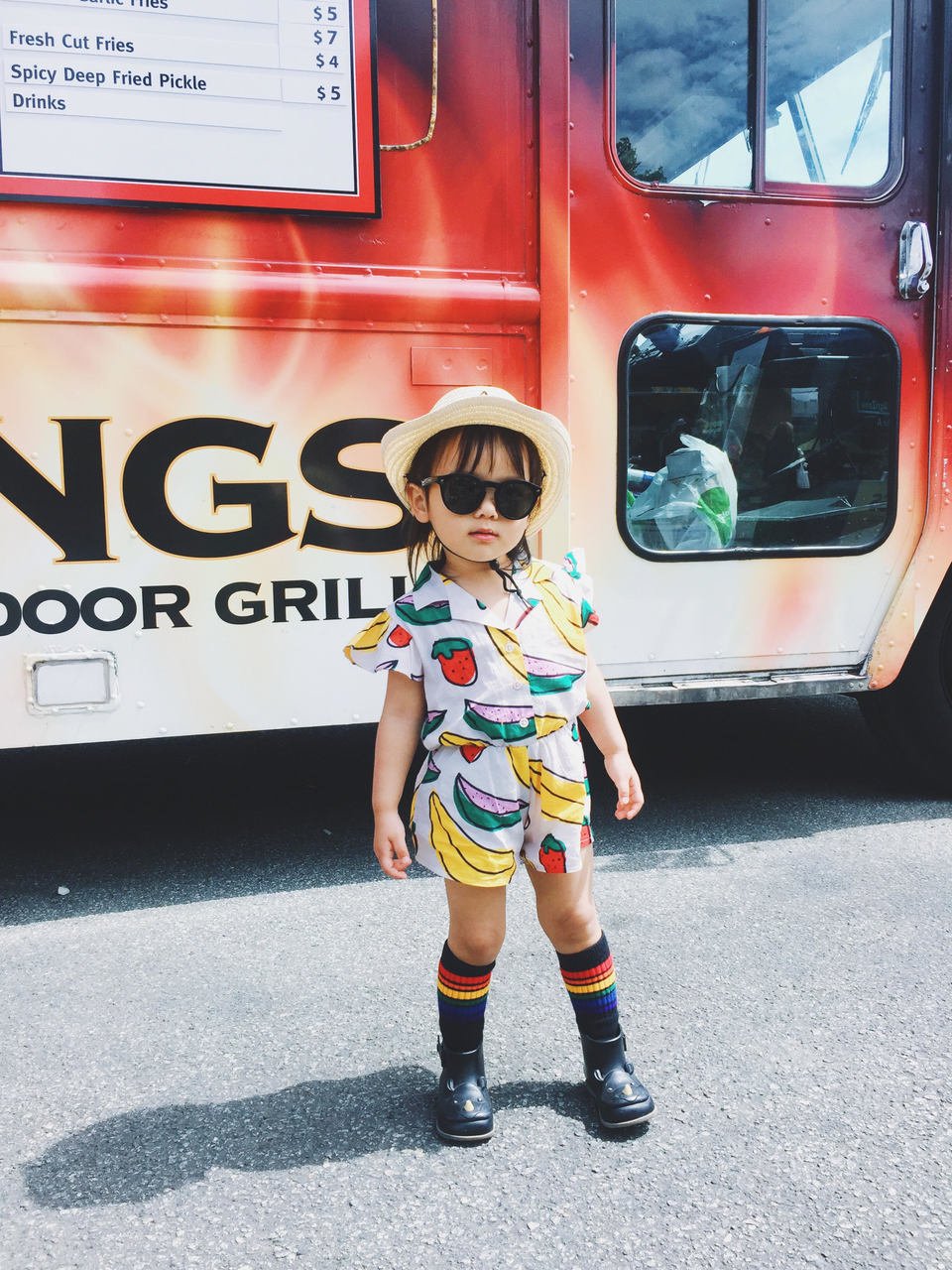 Brave toddler tube socks styled with casual outfit out at the park