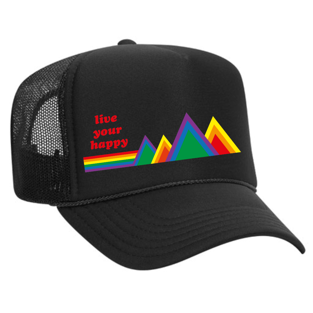 Custom Live Your Happy Trucker Hat by Pride Socks