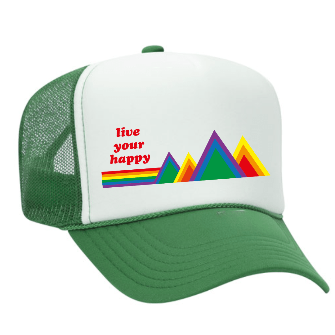 Custom Live Your Happy Trucker Hat by Pride Socks