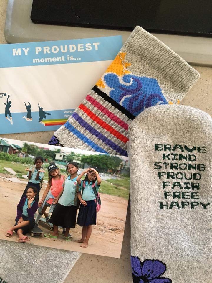 promotional material for the skys the limit sock with pride socks