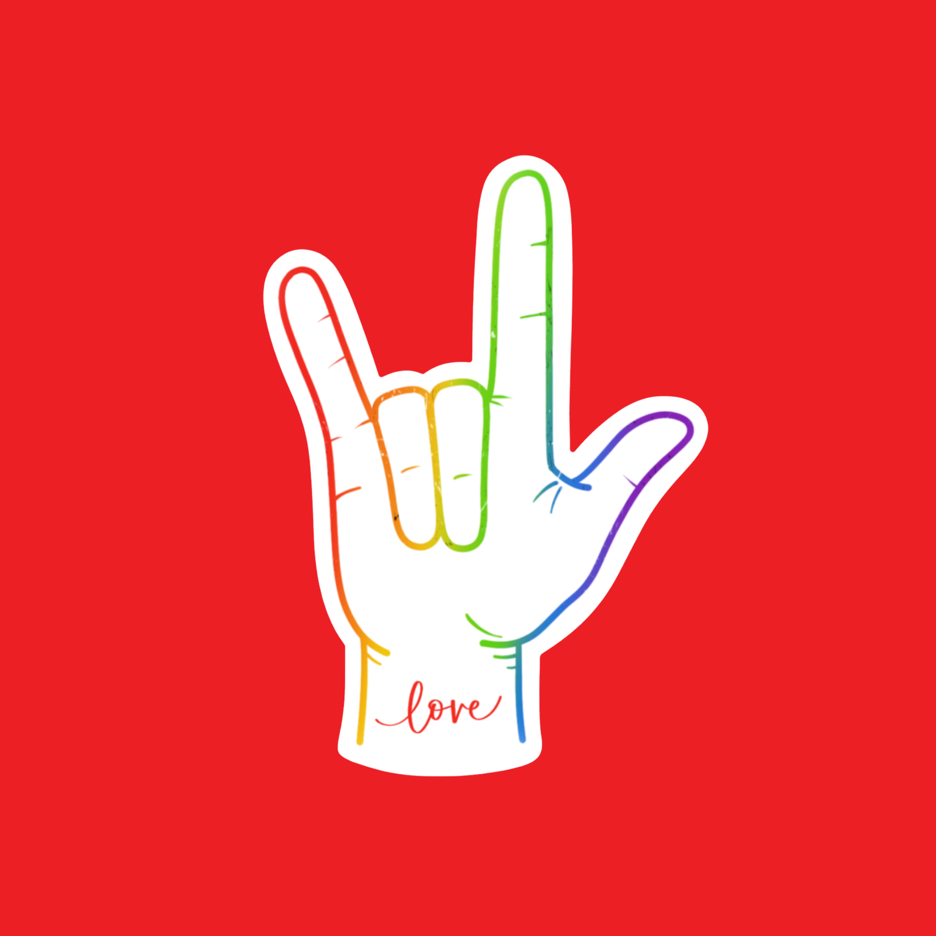 ASL I love you Sticker- White